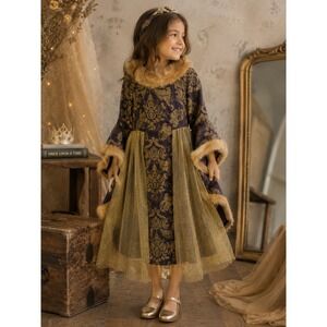 Chasing Fireflies Wishcraft Girls Medieval Queen Purple Damask Costume Dress 14